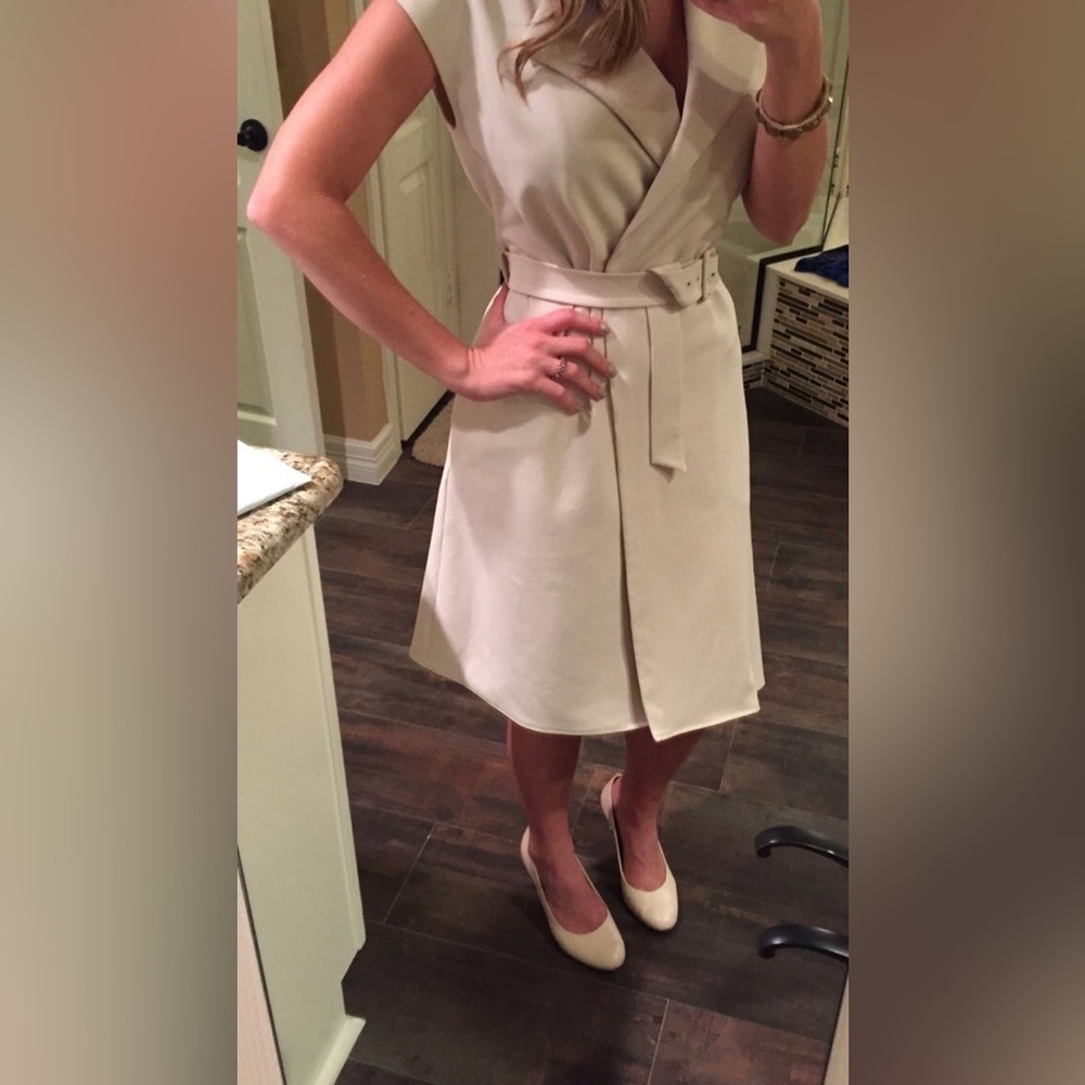 Tibi Beige Structured Crepe Trench Dress 0 NWOT